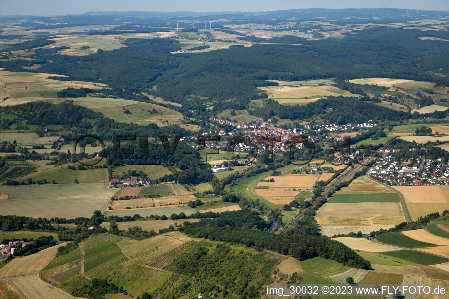 Oblique view of Duchroth in the state Rhineland-Palatinate, Germany