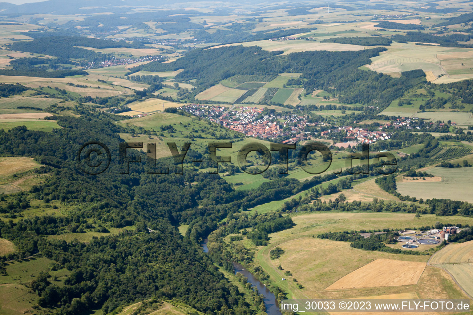 Aerial view of Niederhausen in the state Rhineland-Palatinate, Germany