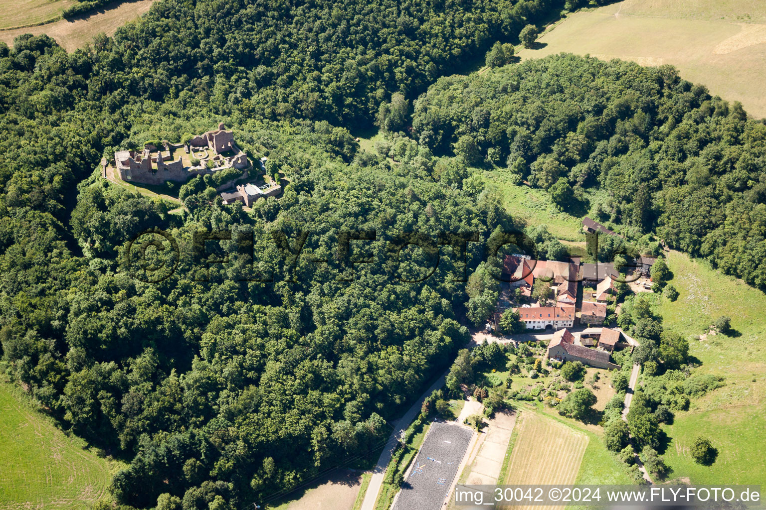 Ruins and vestiges of the former castle and fortress Burgruine Montfort in Duchroth in the state Rhineland-Palatinate