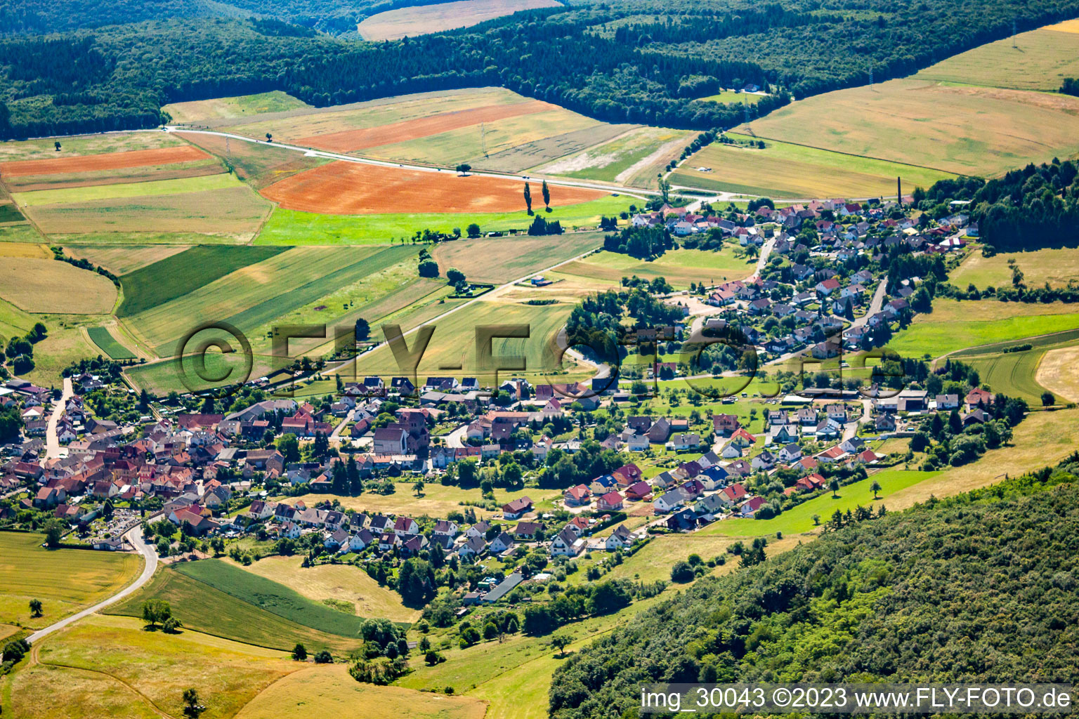 Aerial view of Hallgarten in the state Rhineland-Palatinate, Germany