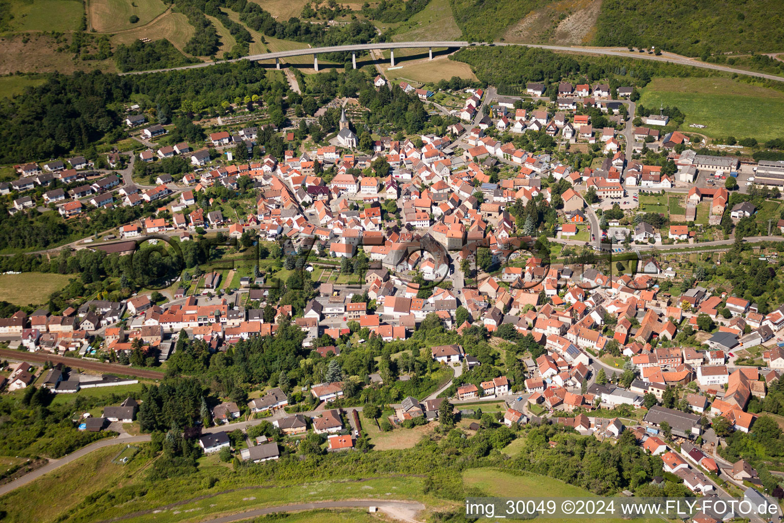 Town View of the streets and houses of the residential areas in Alsenz in the state Rhineland-Palatinate