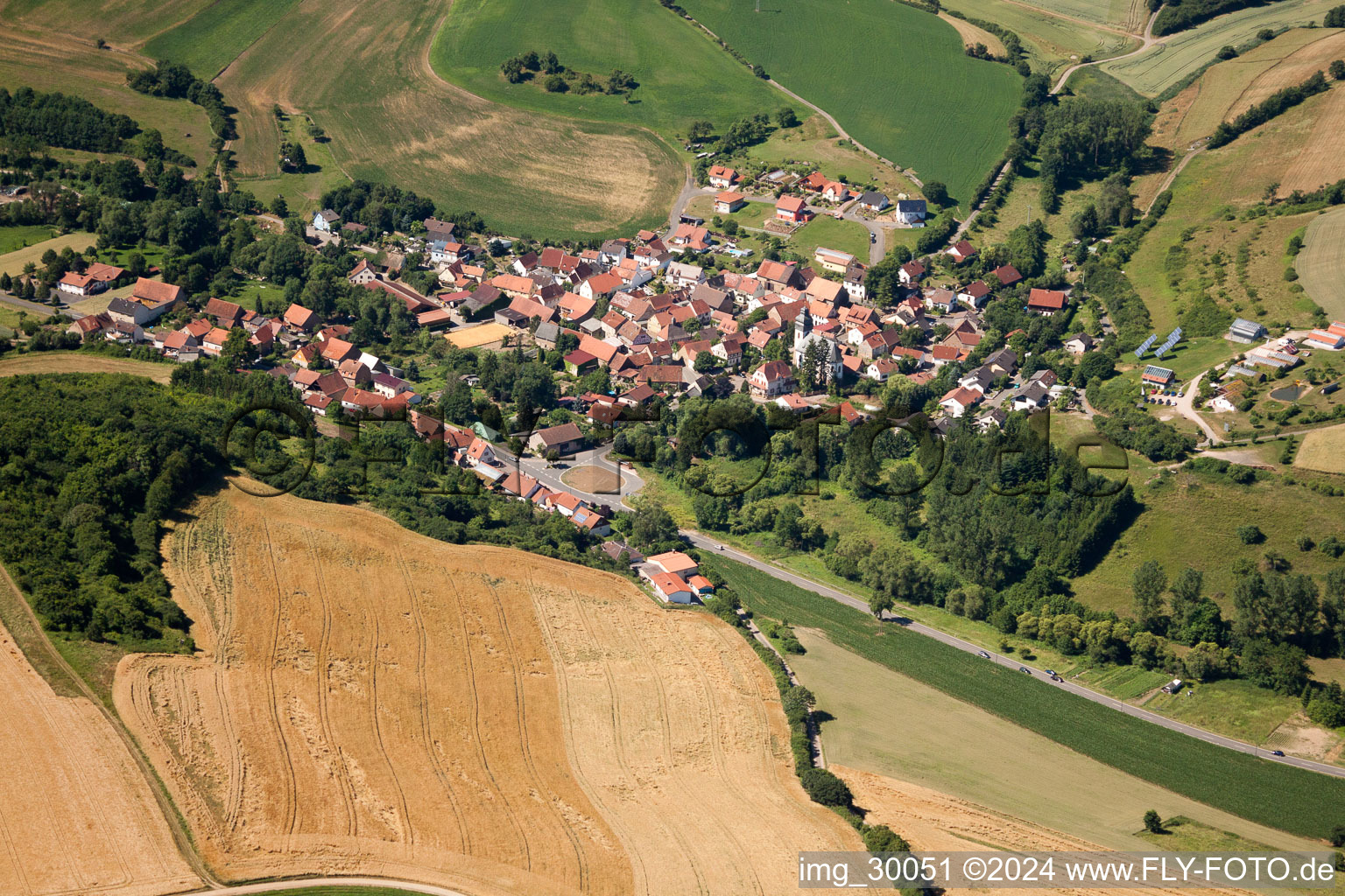 Town View of the streets and houses of the residential areas in Sankt Alban in the state Rhineland-Palatinate