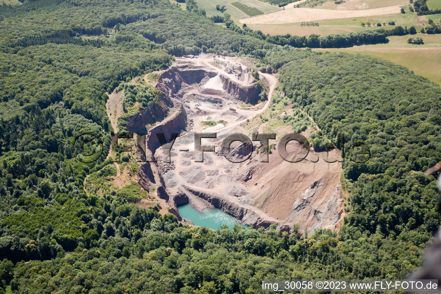 Aerial view of On Donnersberg in Dannenfels in the state Rhineland-Palatinate, Germany