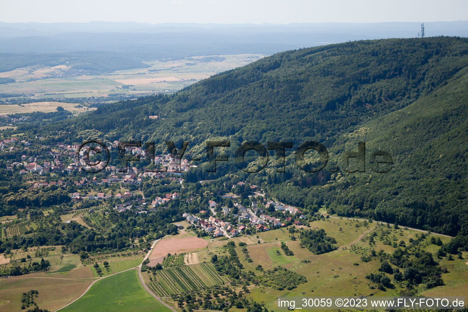 Aerial photograpy of On Donnersberg in Dannenfels in the state Rhineland-Palatinate, Germany