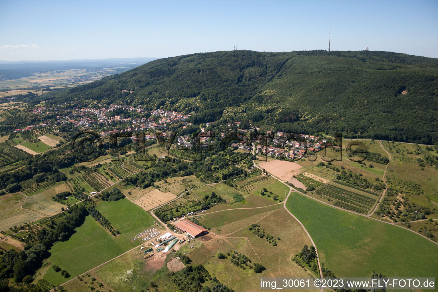 Oblique view of On Donnersberg in Dannenfels in the state Rhineland-Palatinate, Germany