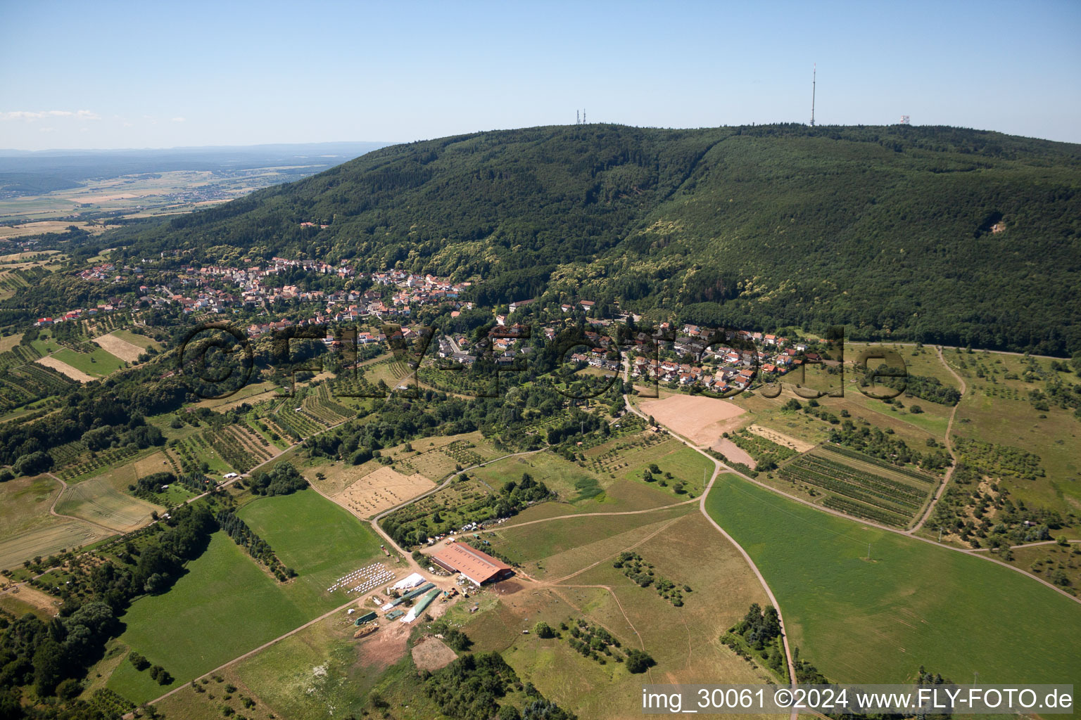 Oblique view of On Donnersberg in Dannenfels in the state Rhineland-Palatinate, Germany