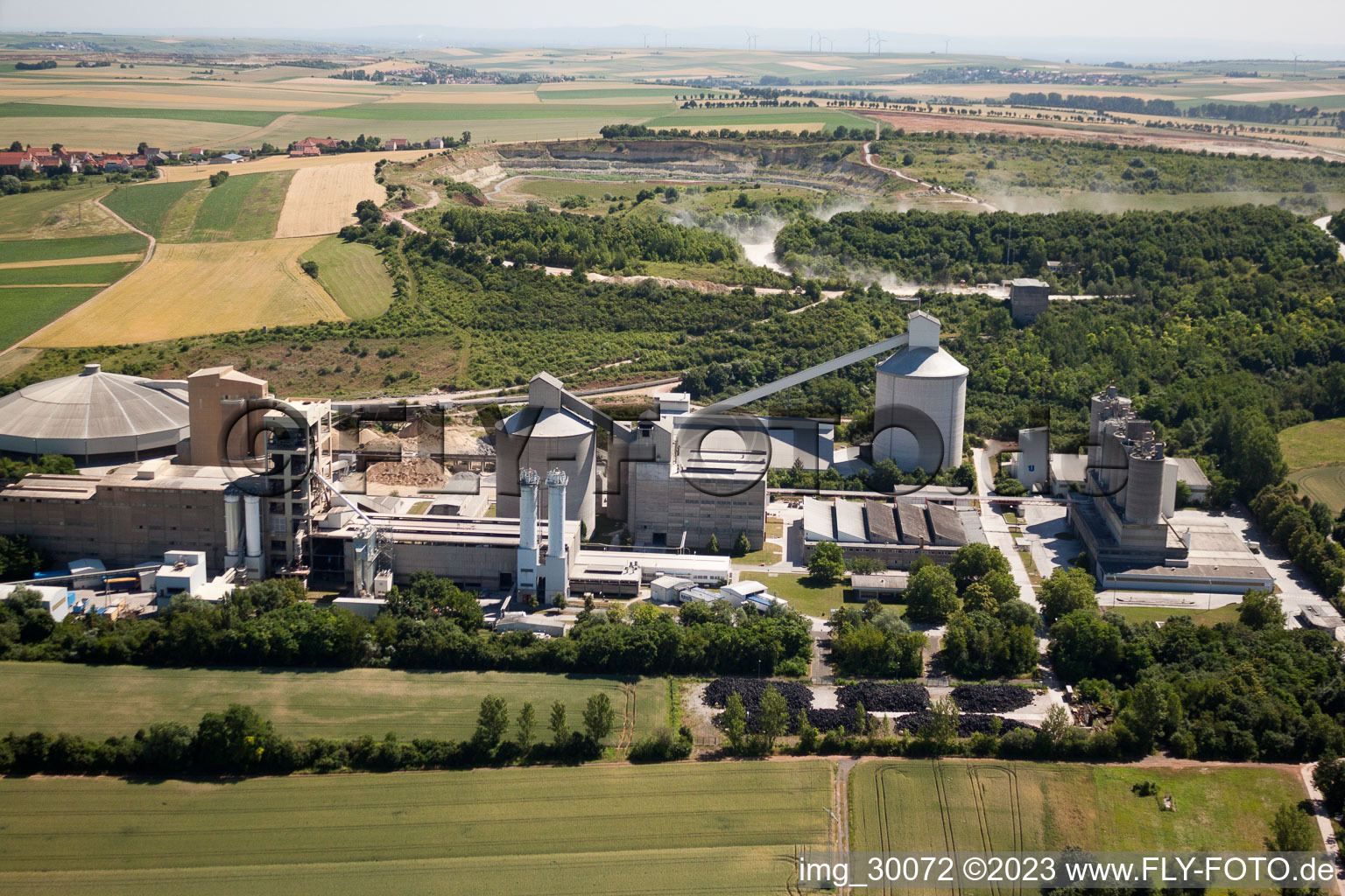 Aerial photograpy of Dyckerhoff cement plant in Göllheim in the state Rhineland-Palatinate, Germany