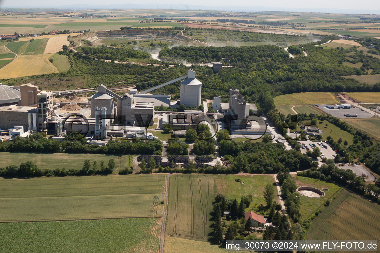 Oblique view of Dyckerhoff cement plant in Göllheim in the state Rhineland-Palatinate, Germany