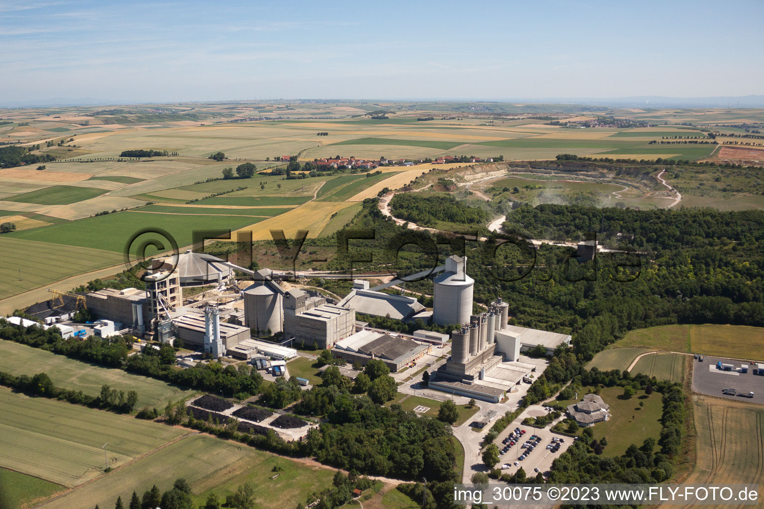 Dyckerhoff cement plant in Göllheim in the state Rhineland-Palatinate, Germany from above