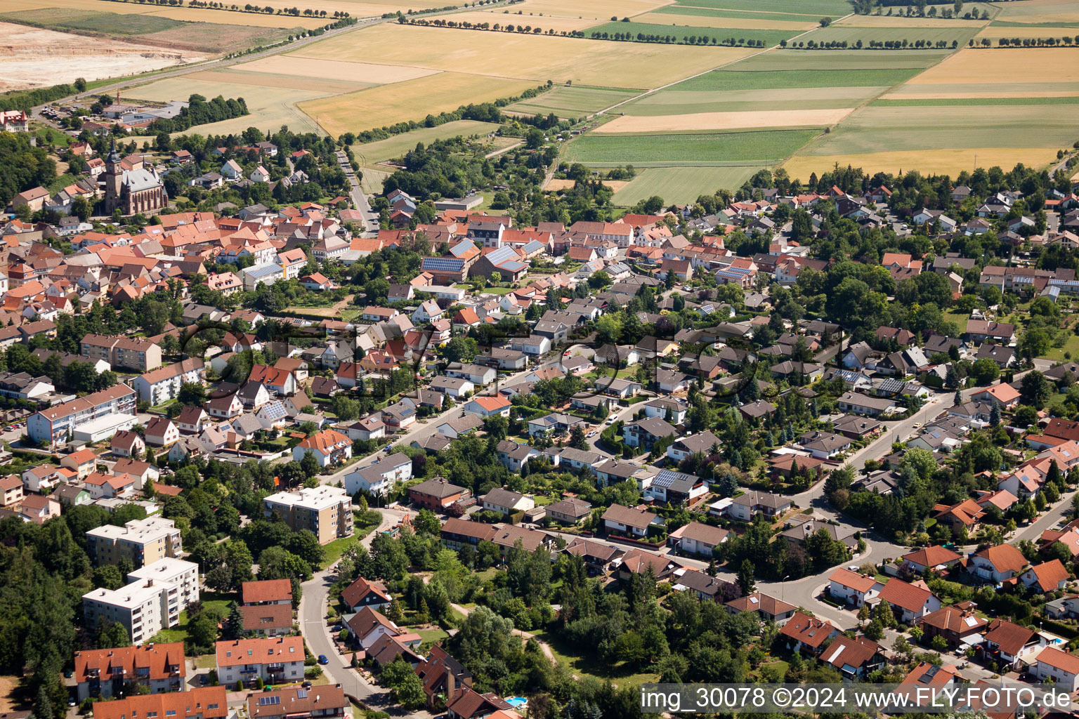 Göllheim in the state Rhineland-Palatinate, Germany seen from above