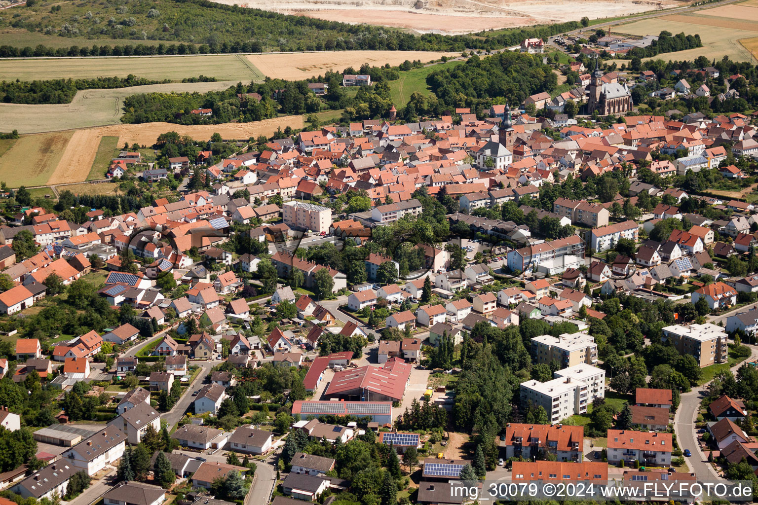 Town View of the streets and houses of the residential areas in Goellheim in the state Rhineland-Palatinate, Germany