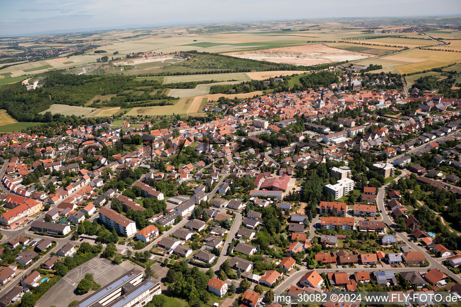 Bird's eye view of Göllheim in the state Rhineland-Palatinate, Germany