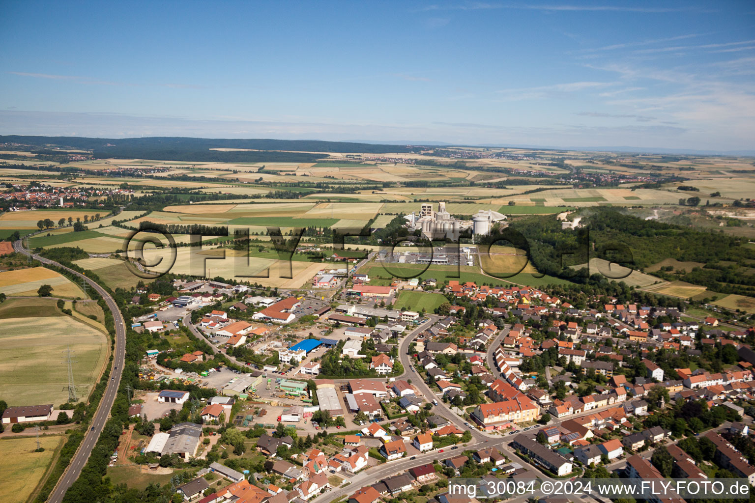 Dyckerhoff cement plant in Göllheim in the state Rhineland-Palatinate, Germany seen from above