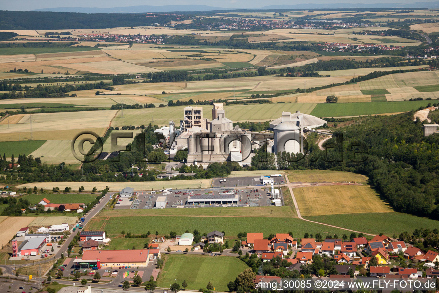 Dyckerhoff cement plant in Göllheim in the state Rhineland-Palatinate, Germany from the plane