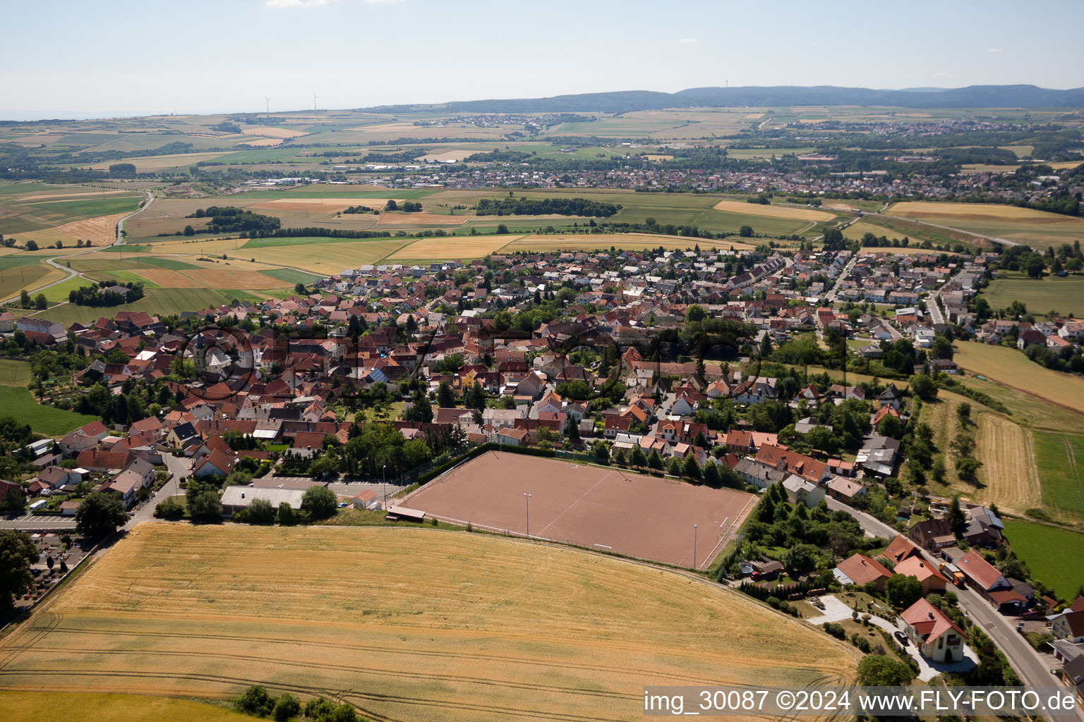 Kerzenheim in the state Rhineland-Palatinate, Germany seen from above