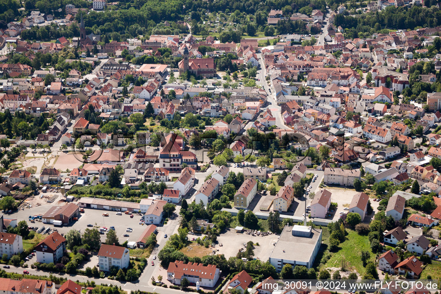 Aerial view of Eisenberg in the state Rhineland-Palatinate, Germany