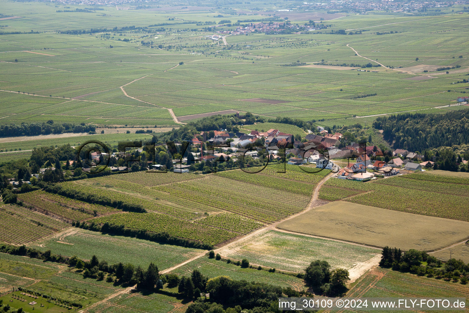 Battenberg in the state Rhineland-Palatinate, Germany seen from above