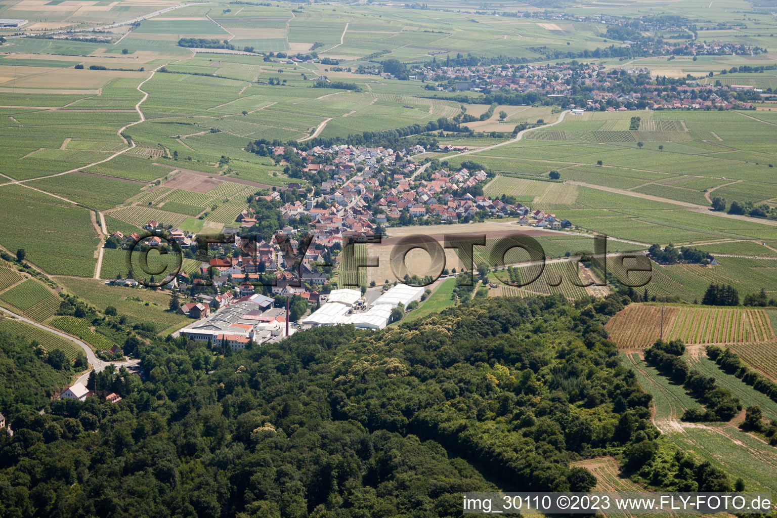 From the west in Kleinkarlbach in the state Rhineland-Palatinate, Germany