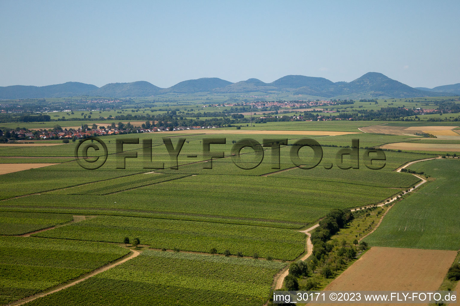 From northeast in Essingen in the state Rhineland-Palatinate, Germany