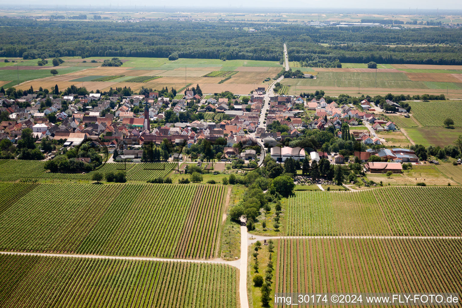 Hochstadt in the state Rhineland-Palatinate, Germany from the plane