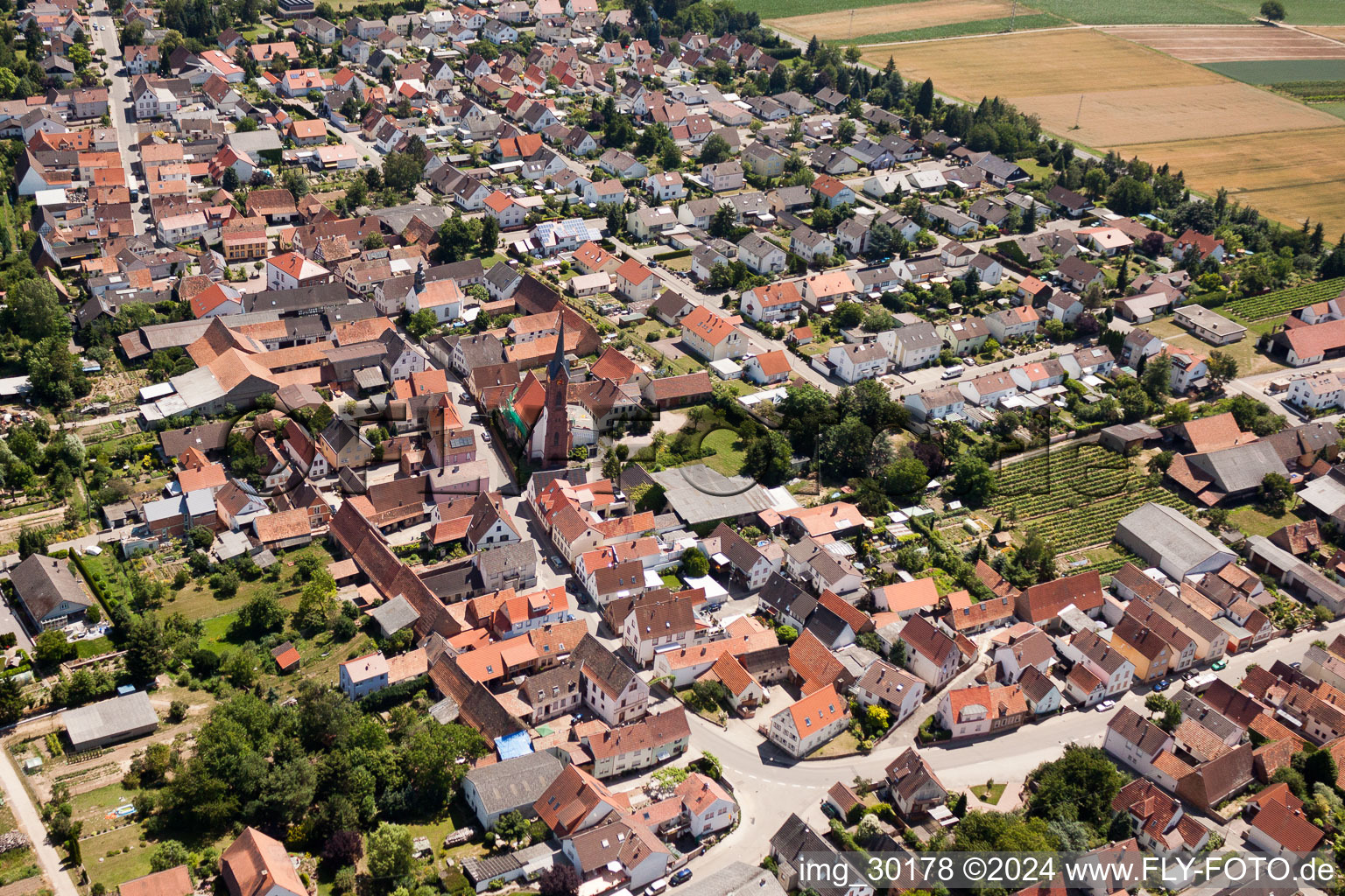 District Niederhochstadt in Hochstadt in the state Rhineland-Palatinate, Germany from above