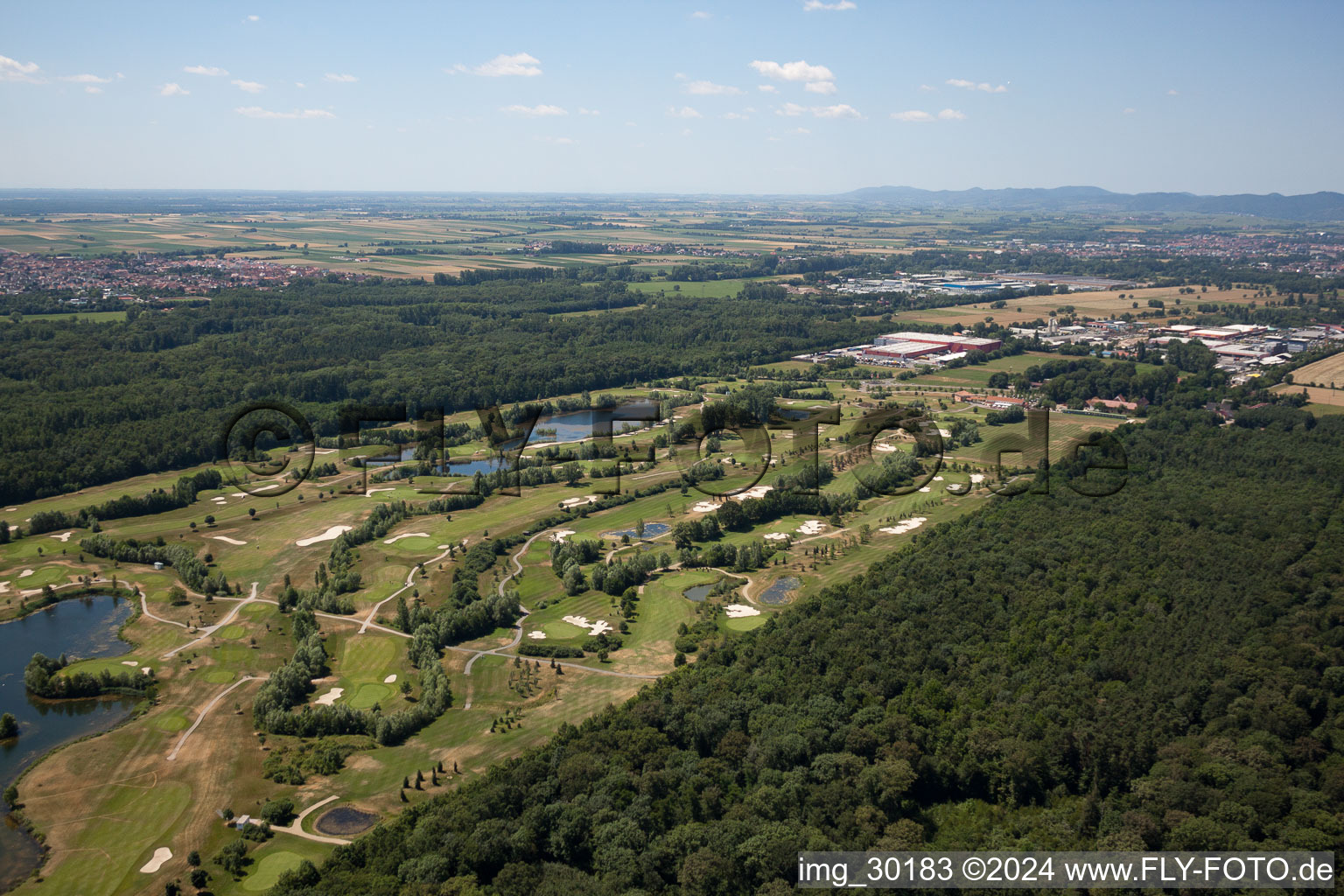 Golf Club Dreihof in Essingen in the state Rhineland-Palatinate, Germany from the plane