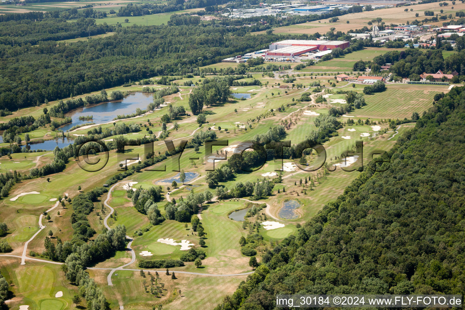 Bird's eye view of Golf Club Dreihof in Essingen in the state Rhineland-Palatinate, Germany