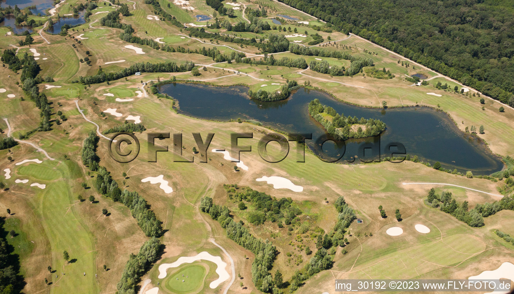 Dreihof Golf Club in Essingen in the state Rhineland-Palatinate, Germany from a drone