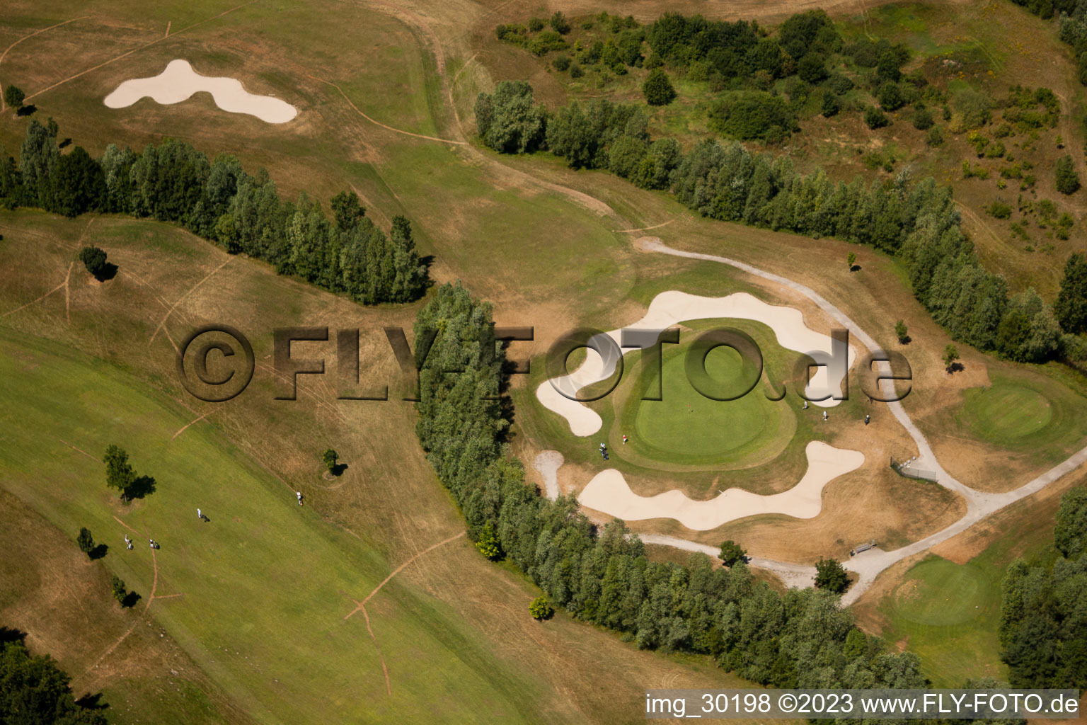 Oblique view of Dreihof Golf Club in Essingen in the state Rhineland-Palatinate, Germany