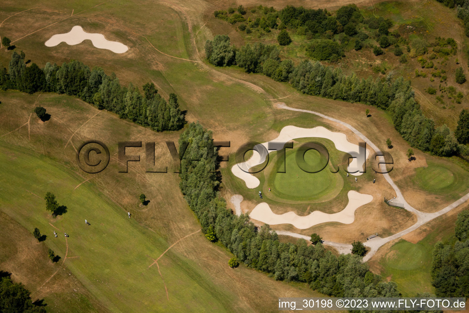 Oblique view of Golf Club Dreihof in Essingen in the state Rhineland-Palatinate, Germany