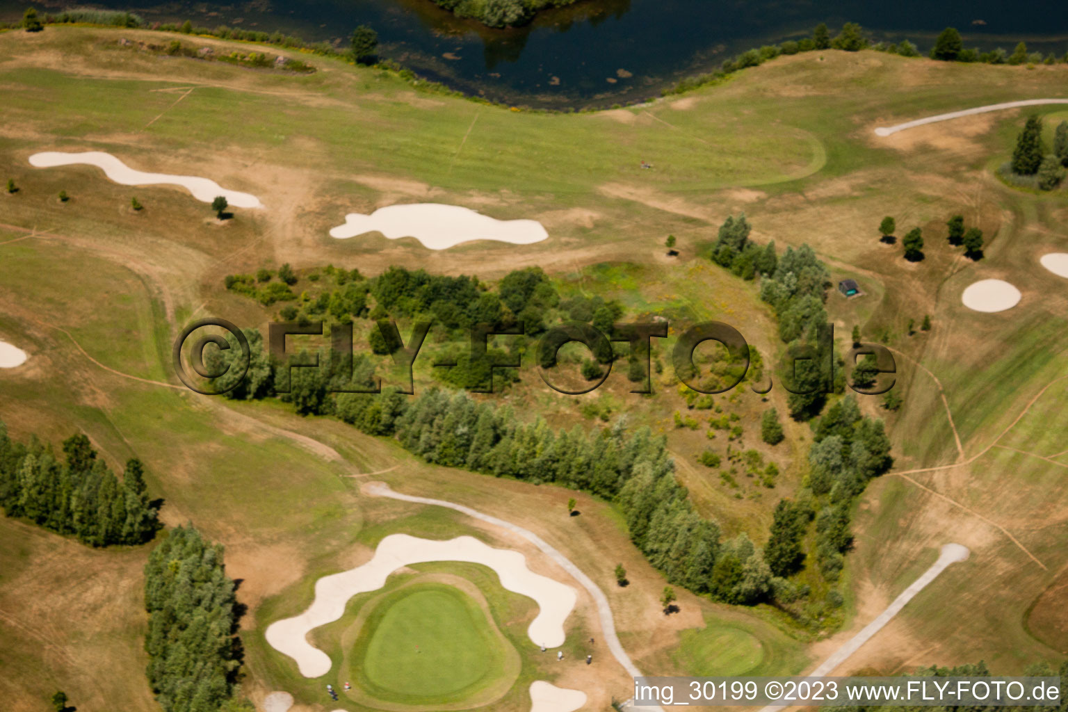 Dreihof Golf Club in Essingen in the state Rhineland-Palatinate, Germany from above