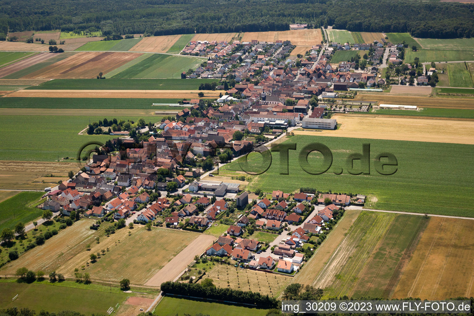 District Hayna in Herxheim bei Landau in the state Rhineland-Palatinate, Germany viewn from the air