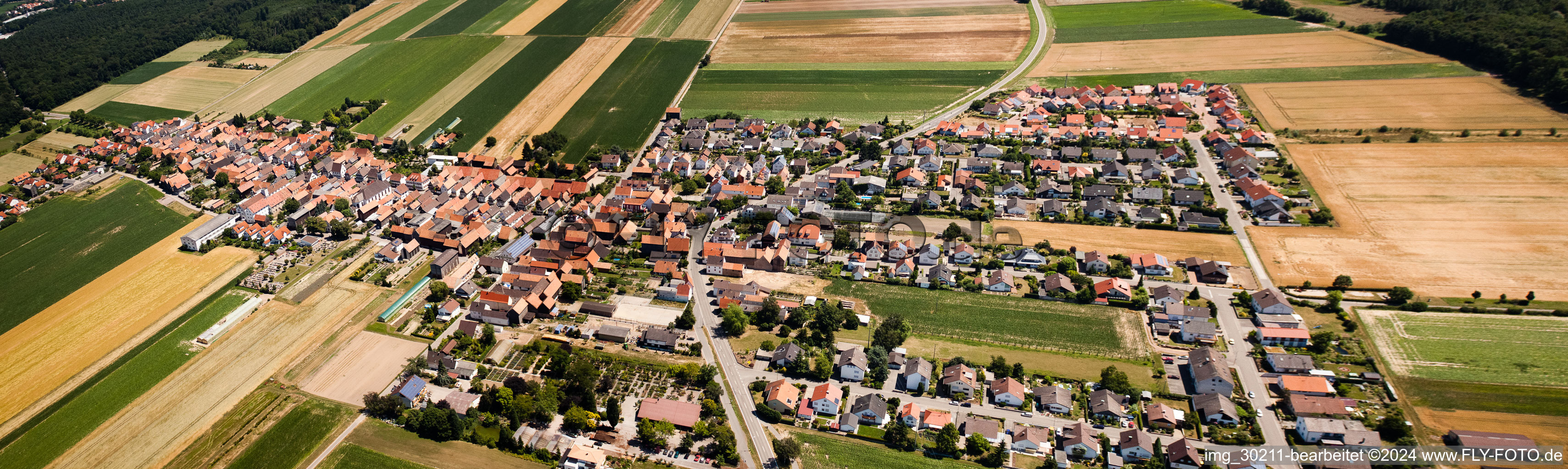 Panorama in the district Hayna in Herxheim bei Landau in the state Rhineland-Palatinate, Germany