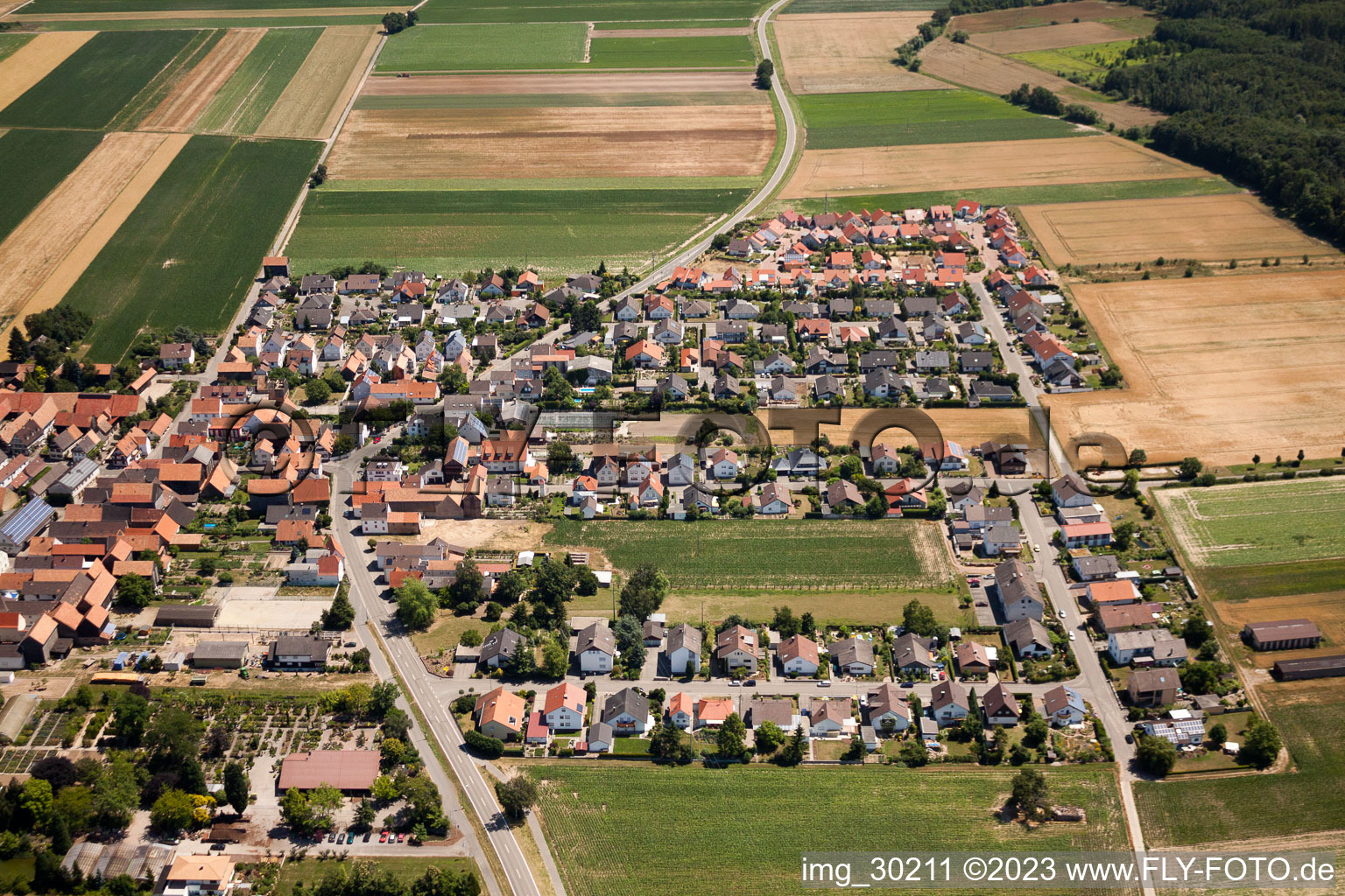 Drone recording of District Hayna in Herxheim bei Landau in the state Rhineland-Palatinate, Germany