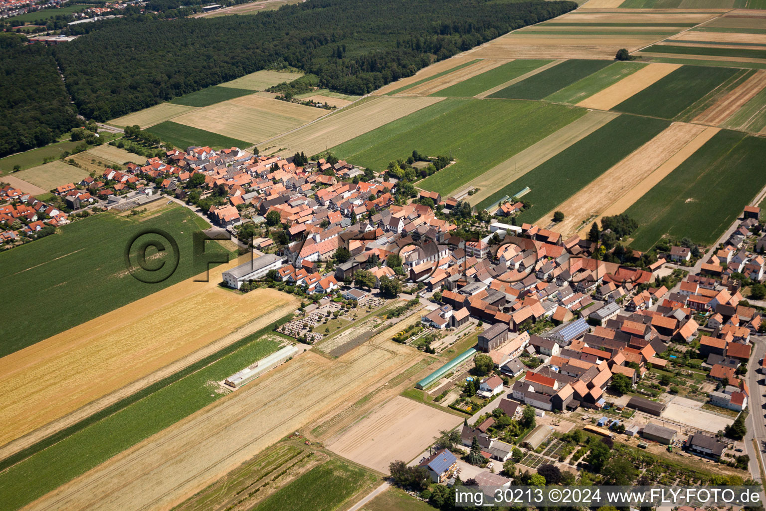 Drone recording of District Hayna in Herxheim bei Landau/Pfalz in the state Rhineland-Palatinate, Germany