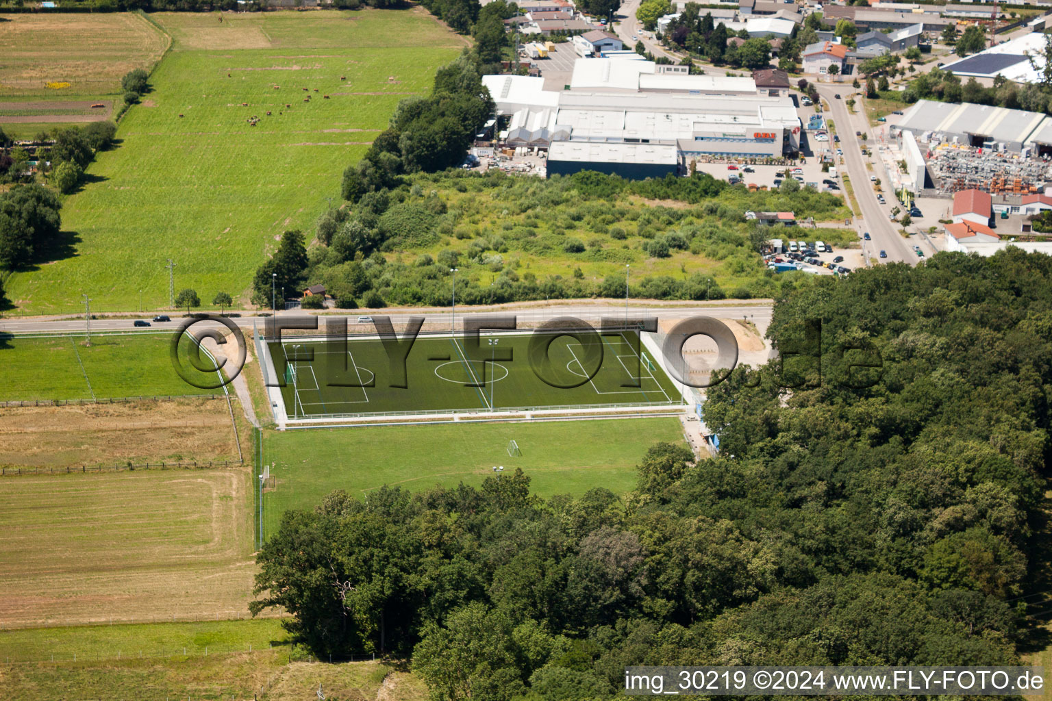 Sports field in the district Minderslachen in Kandel in the state Rhineland-Palatinate, Germany