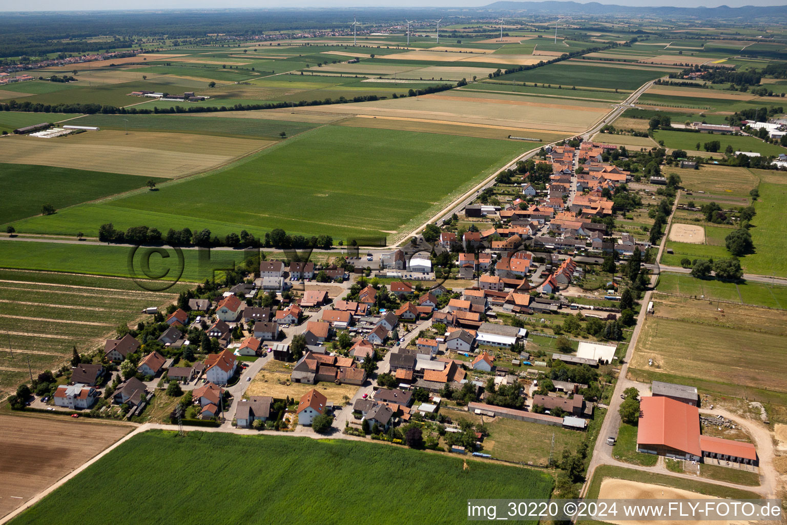 District Minderslachen in Kandel in the state Rhineland-Palatinate, Germany seen from above