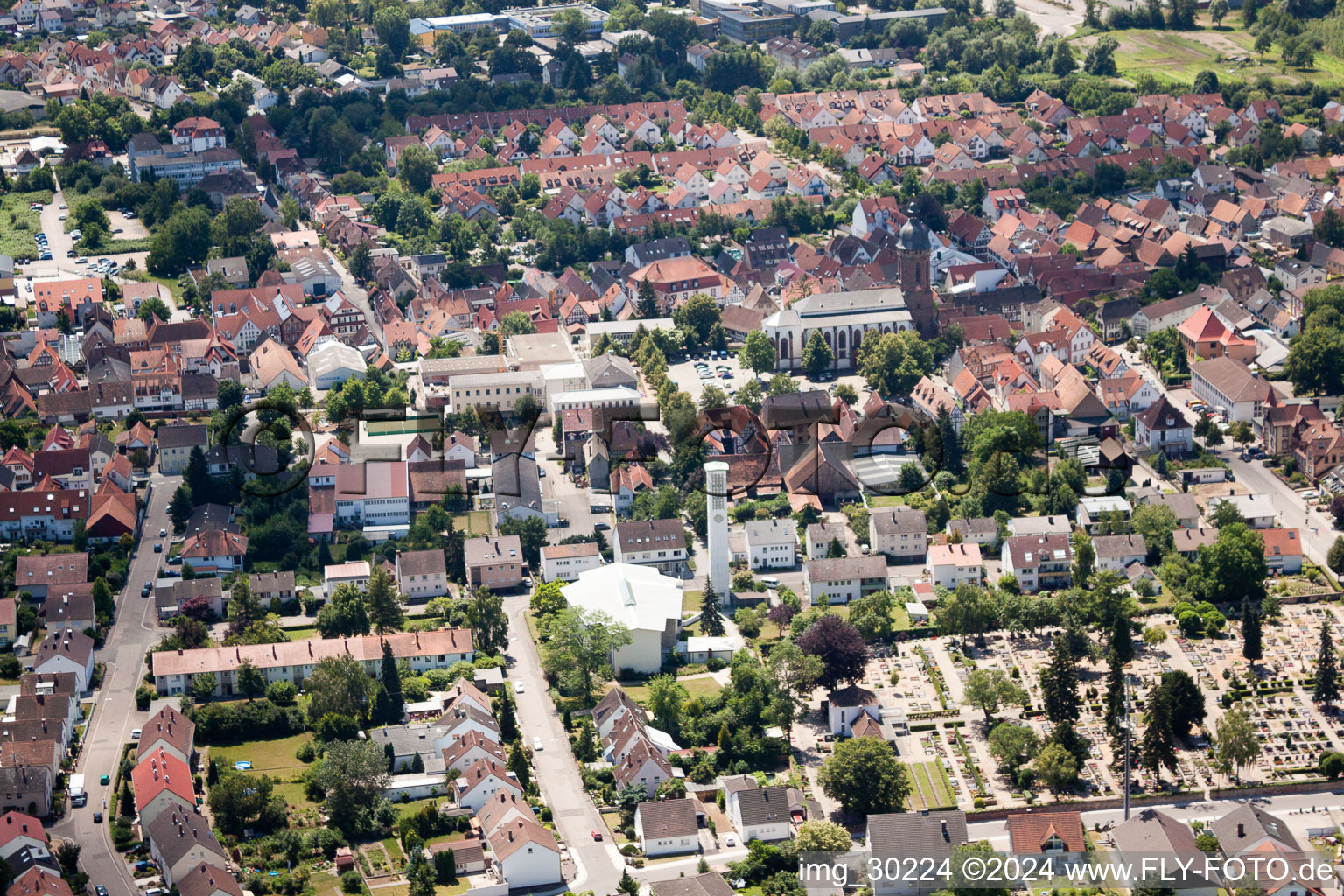 Kandel in the state Rhineland-Palatinate, Germany from the drone perspective