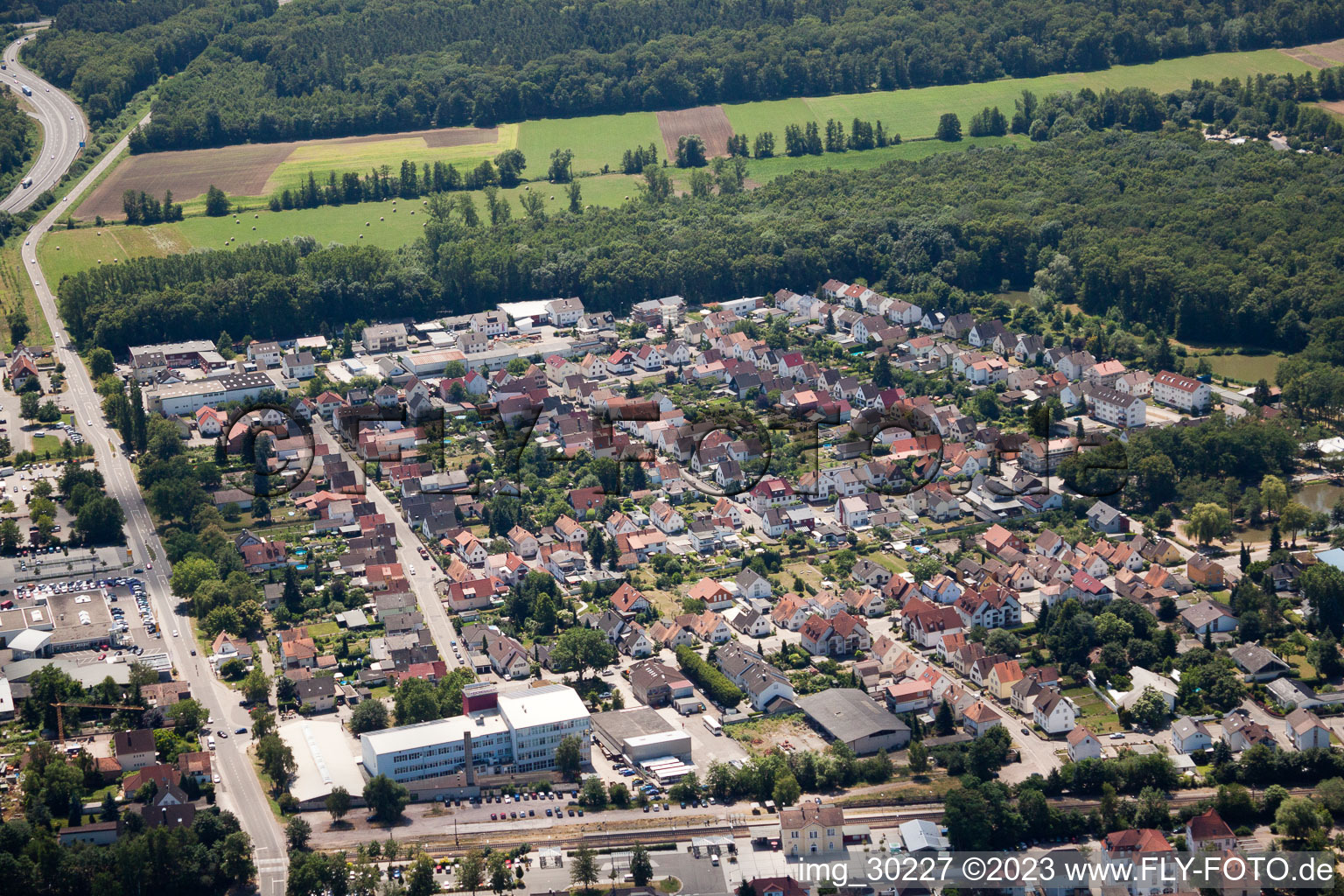 Settlement in Kandel in the state Rhineland-Palatinate, Germany viewn from the air