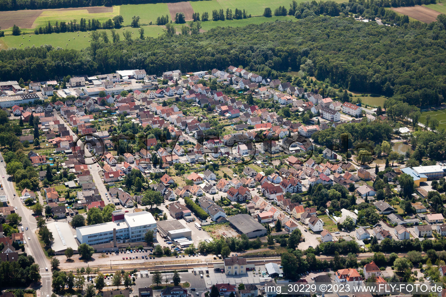 Settlement in Kandel in the state Rhineland-Palatinate, Germany from the drone perspective