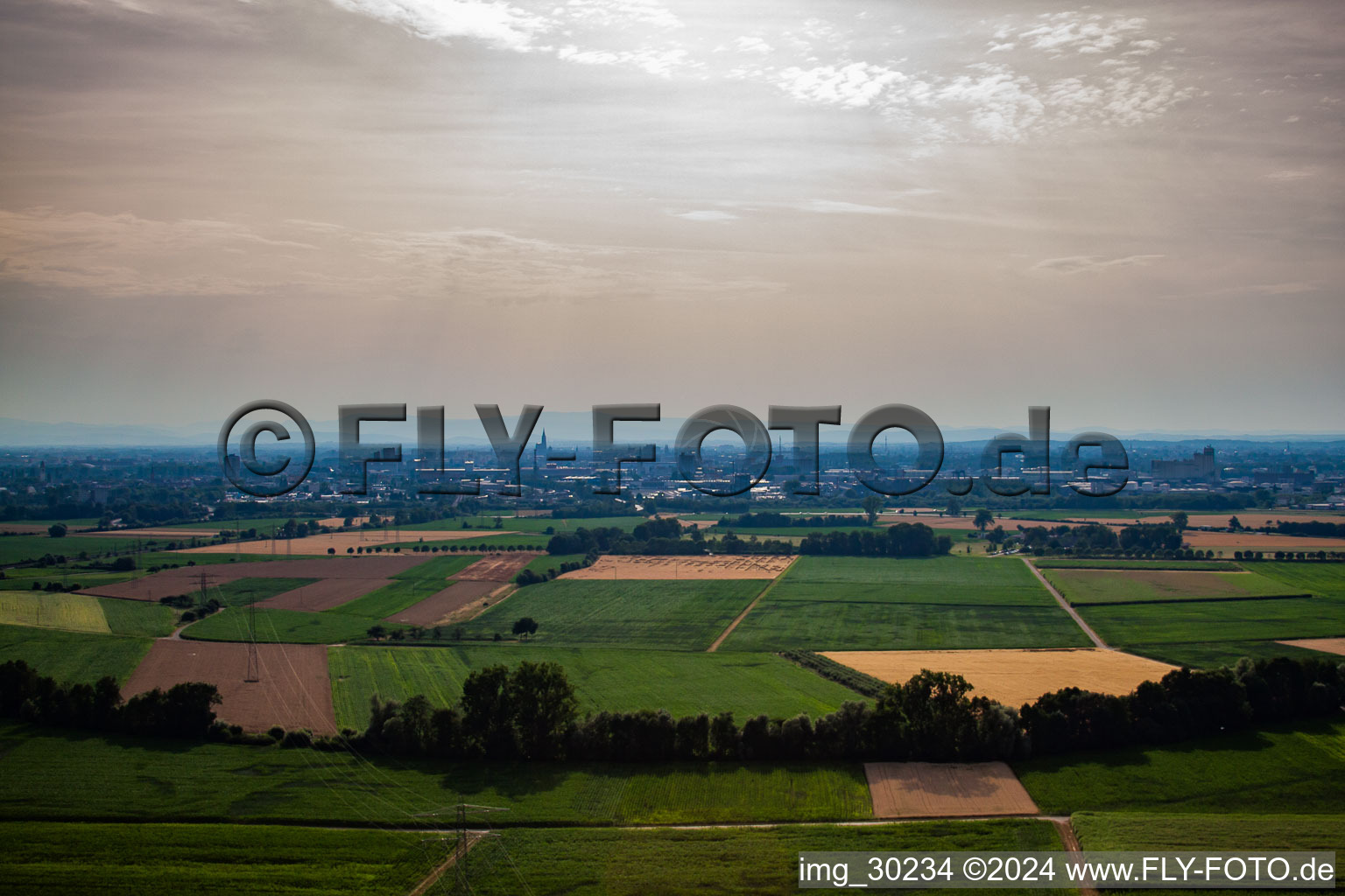 Rhine ports from the east in Kehl in the state Baden-Wuerttemberg, Germany