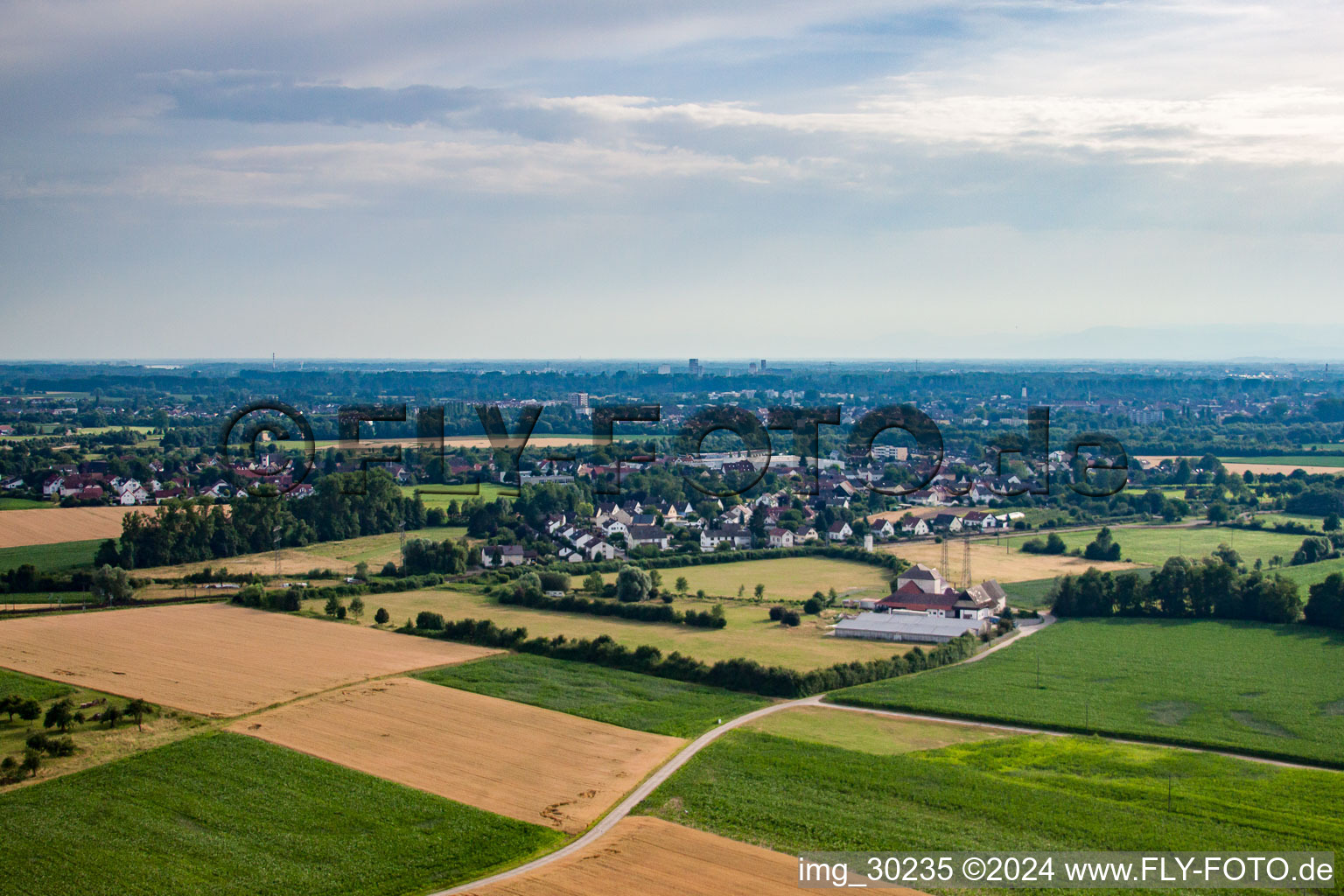 Aerial view of District Neumühl in Kehl in the state Baden-Wuerttemberg, Germany