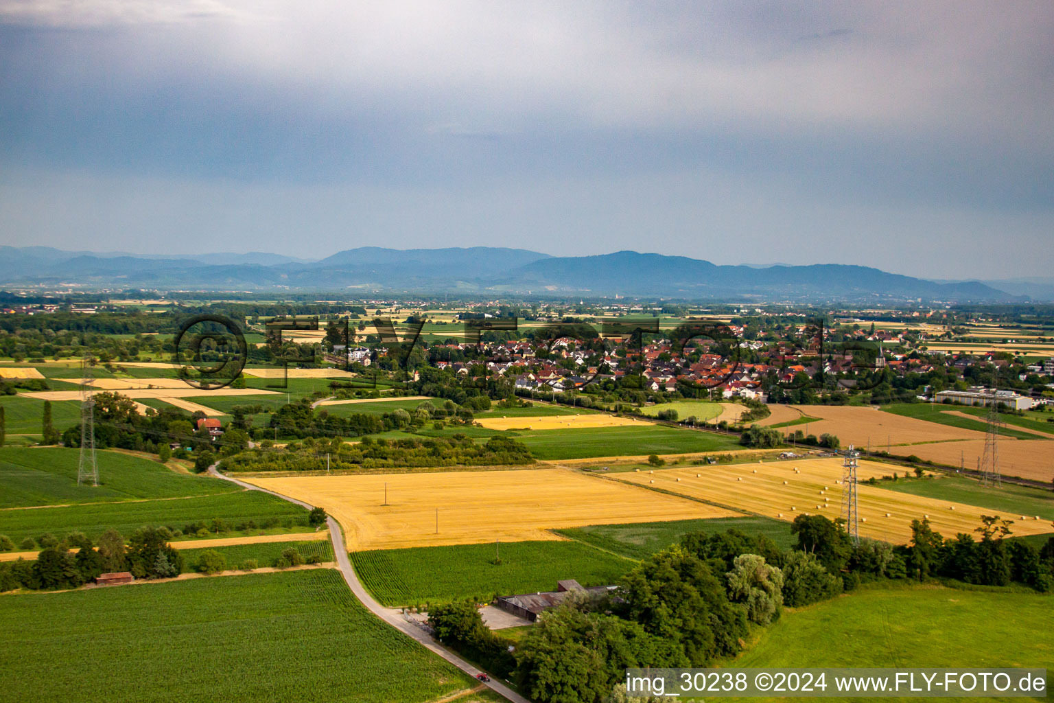 District Neumühl in Kehl in the state Baden-Wuerttemberg, Germany from above