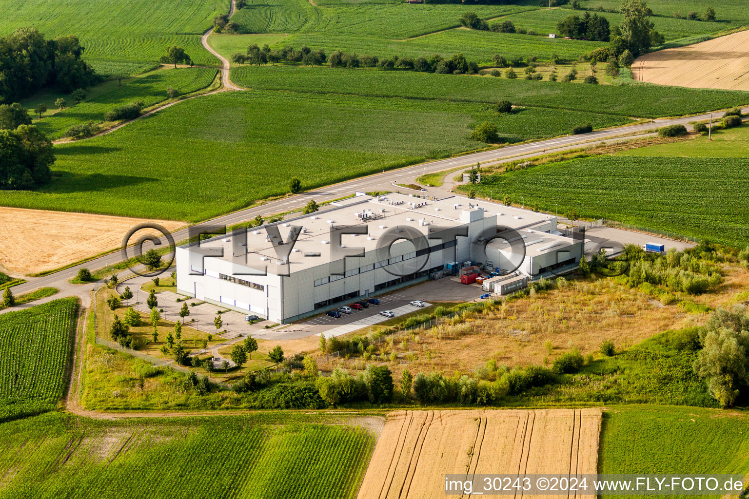 Aerial photograpy of ADA Cosmetics International GmbH in the district Bodersweier in Kehl in the state Baden-Wuerttemberg, Germany