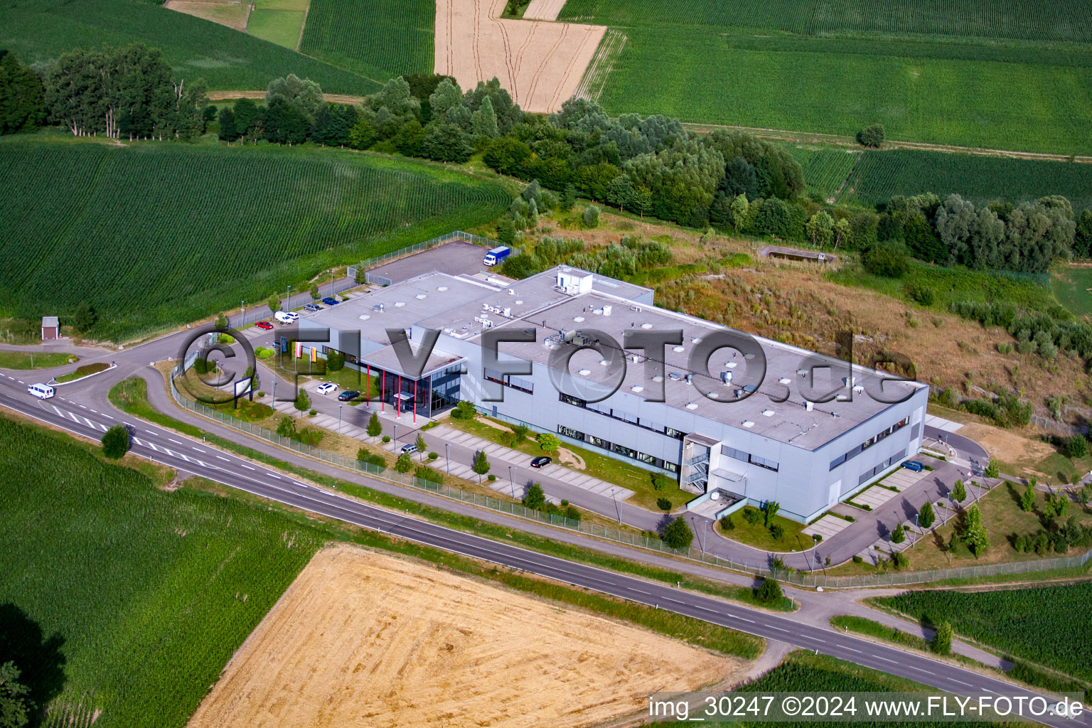 Oblique view of ADA Cosmetics International GmbH in the district Bodersweier in Kehl in the state Baden-Wuerttemberg, Germany