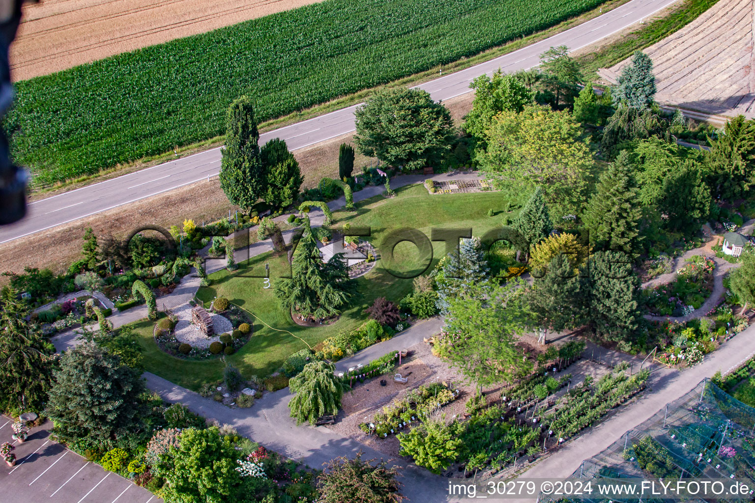 Oblique view of Garden Times Black in the district Bodersweier in Kehl in the state Baden-Wuerttemberg, Germany