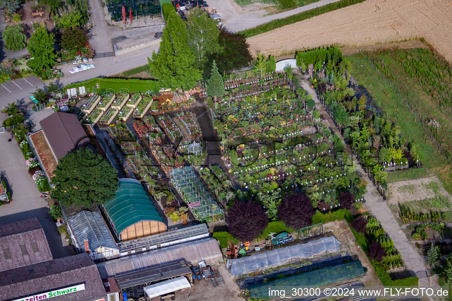 Garden Times Black in the district Bodersweier in Kehl in the state Baden-Wuerttemberg, Germany from the plane