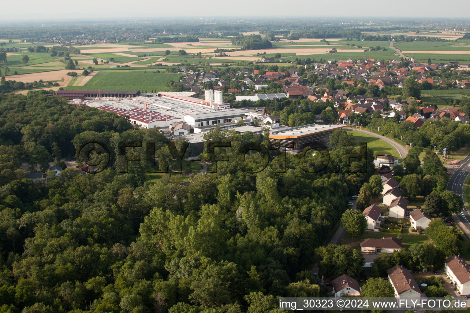 Aerial photograpy of Weber-Haus in the district Linx in Rheinau in the state Baden-Wuerttemberg, Germany