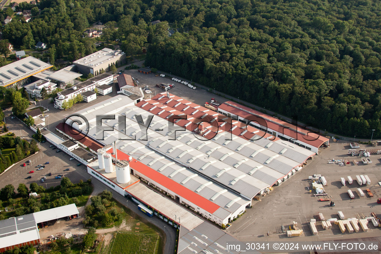 Weber-Haus in the district Linx in Rheinau in the state Baden-Wuerttemberg, Germany from the drone perspective