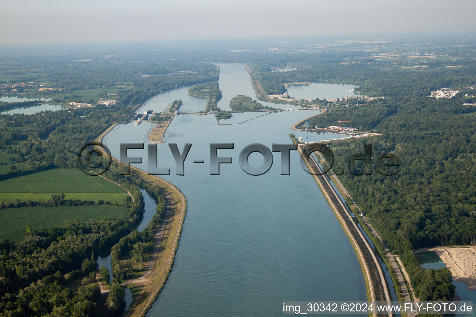 Rhine lock in the district Diersheim in Rheinau in the state Baden-Wuerttemberg, Germany